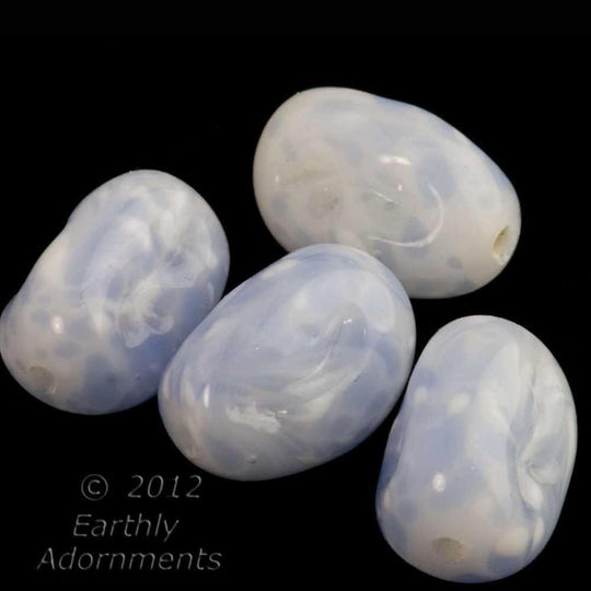Blue translucent opal spotted with white, 3-sided 15mm x 10mm. Pkg of 4.b11-bl-2061