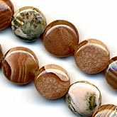 Brown rhodochrosite dimes. 9mm. Pkg of 5. b4-rho413