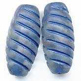 Czech Blue Oval Bead with Pressed Spiral Design. 14mm. Pkg of 5. B11-BL-0580