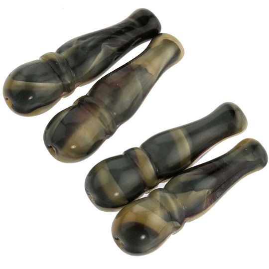 Czech agate-like glass bottle shape bead.. 29mm. Pkg of 4. B11-MI-0040(e)