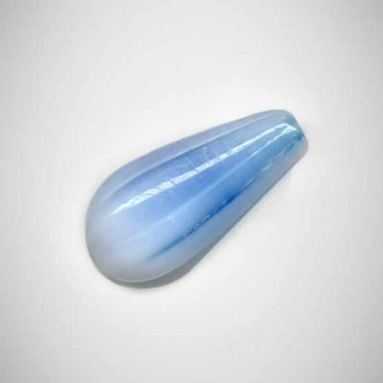Czech blue opal fluted teardrop glass beads. 11x22mm. Pkg of5. b11-bl-0921