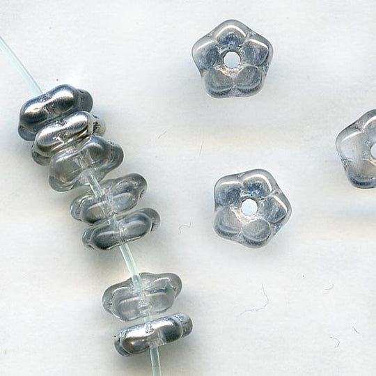 Czech crystal silver foiled 5mm daisy lochrosen. Pkg of 25. b11-cr-0568