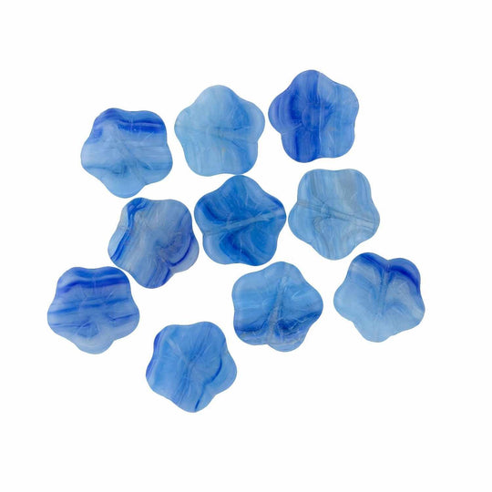 Czech faux agate pressed flower beads. 15mm. Pkg of 10. b11-bl-0786