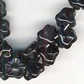 Czech jet glass flower button beads.  7mm  Pkg of 10. b11-bw-0839