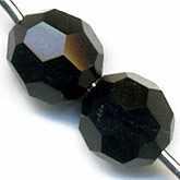 Czech machine cut 6mm jet glass round beads. Pkg of 6. b11-bw-0778