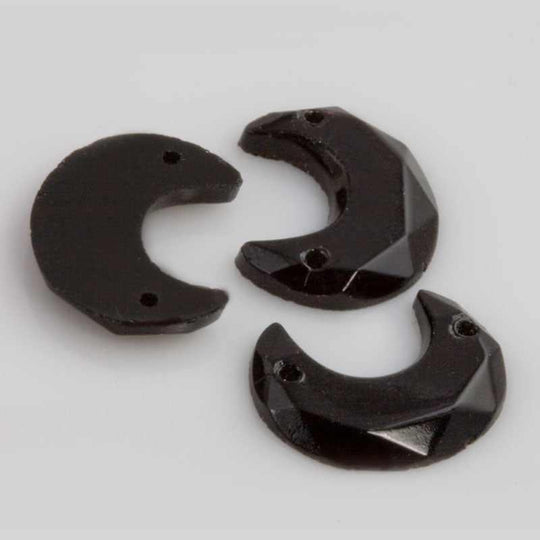 French Black Crescent Glass Pendant. 1920s France. 15x11mm. Pkg 4. b11-bw-1039