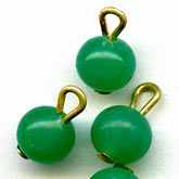 Green Glass Round Bead on wire. 5mm. Japan. Pkg  10. b11-gr-0947