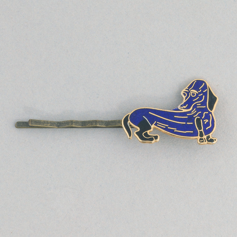 Vintage cloissone blue Dachshund hair pin. One of a kind. 
