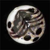 Handmade wound glass bead, white and chocolate, contemporary Czech. 12mm. Pkg of 1. b11-bw-0855