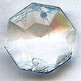 Hexagon Chandelier Crystal with two holes. 18mm dia. Pkg 10. B11-CR-0391