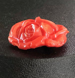 Vintage molded coral glass rose stone 20mm pkg of 1.