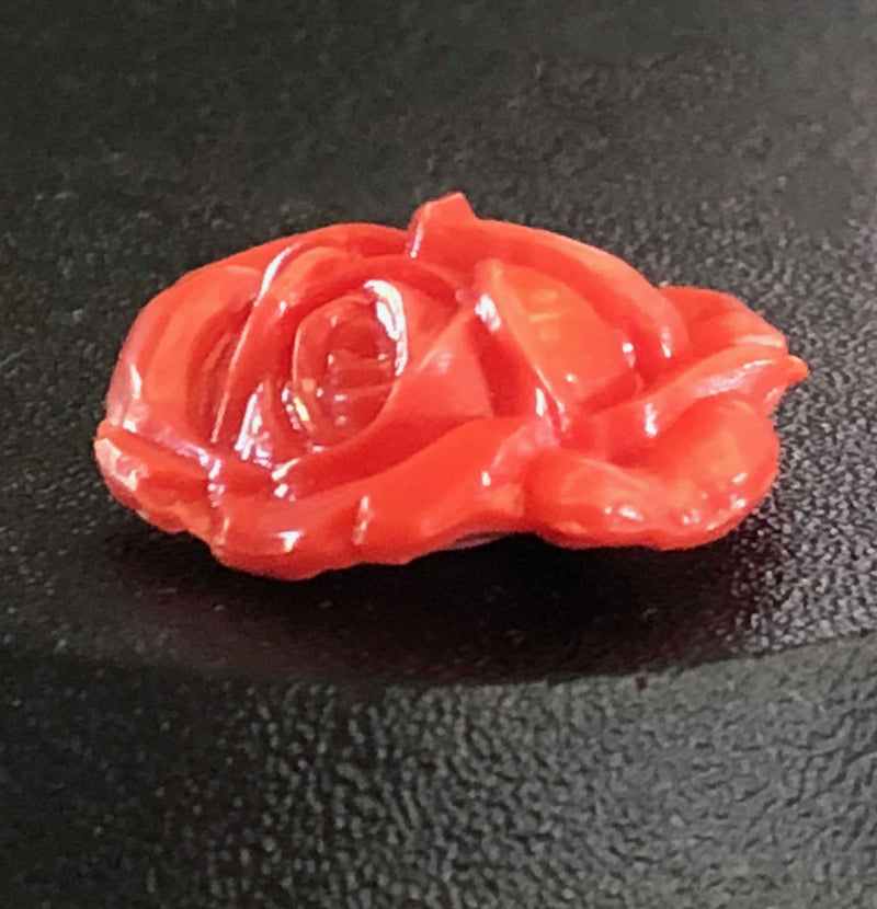 Vintage molded coral glass rose stone 20mm pkg of 1.