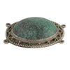 Vintage Chinese silver on copper 4-ring oval pendant with large turquoise cabochon, 43 x 53 mm. b18-632