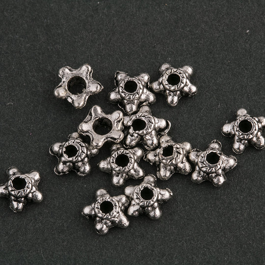 Bali style silver plated cast metal bead cap 5x2mm pkg of 10. b9-1007(e)