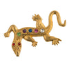 Vintage brass lizard stamping with stone settings. 45x30mm Pkg of 1.