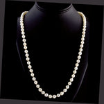 Vintage Japanese Akoya semi-baroque pearl estate necklace 7mm beads 24 inches