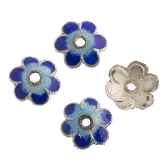 Enamel 8mm bead caps. Pkg. of 4. b9-0550