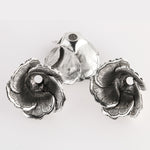 Sterling silver Plated brass etched flower petal bead cap. 12x18mm. 4 pieces.