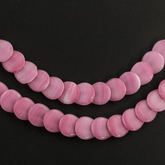 Old French 2-hole overlapping disks. 10mm.  Strand of 24.  8 inches. b11-pp-0996