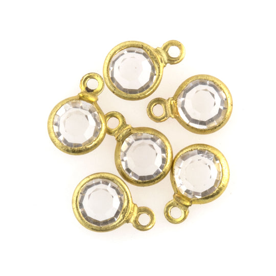 Austrian Crystal and brass rounds-17ss, Crystal, 1 ring,4.5mm, pkg 12. b10-0117i