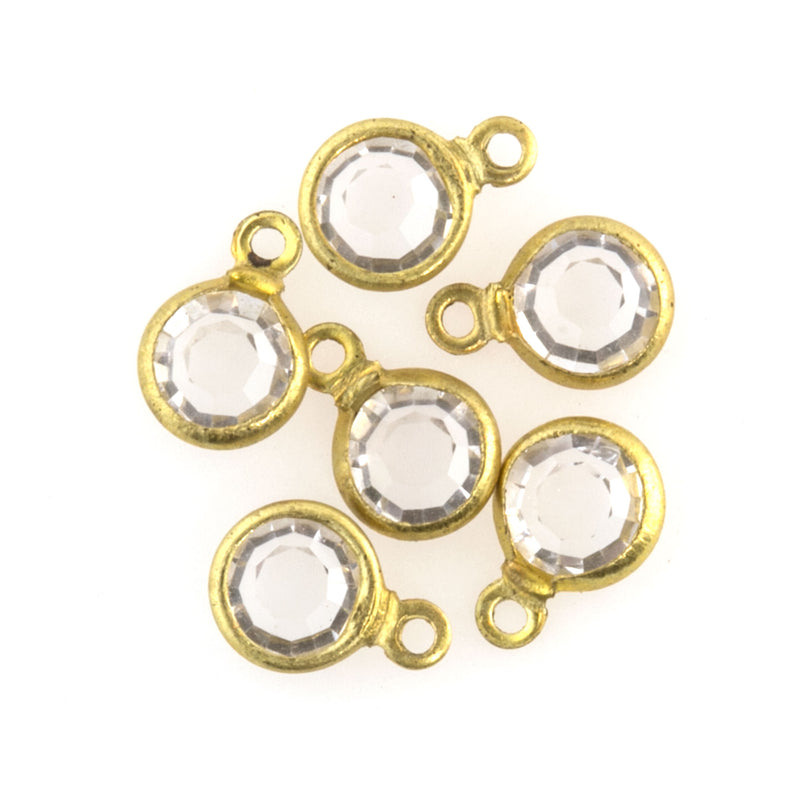 Austrian crystal and brass rounds-17ss, Crystal 1 ring, 5mm - sold in lots of 12. 