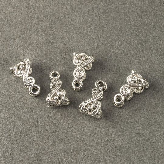 Sterling silver plated brass filigree bail. 13x8mm. Sold individually. b9-2359s