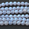 AA natural blue lace agate beads. 4mm. Vintage stock 1980s. 15.5 inch strand. 