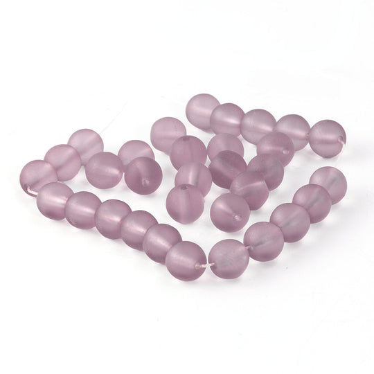 8mm Vintage Czech pale lavender frosty rounds. Pkg of 10. b11-pp-0884-2