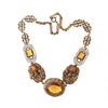 Edwardian style necklace, Golden Facated Glass, Gurtler Work setting. 19 in.