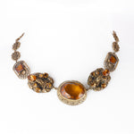 Edwardian style necklace, Golden Facated Glass, Gurtler Work setting. 19 in.