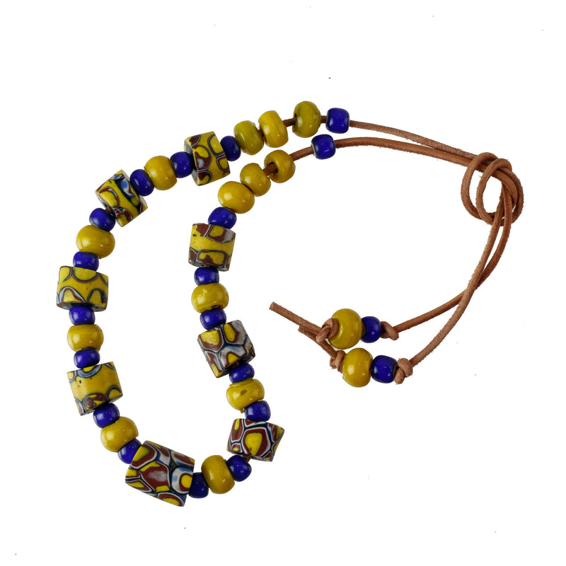 Venetian trade, Venetian roller, blue white heart beads . Ventian 8-16mm. 1 Str. 