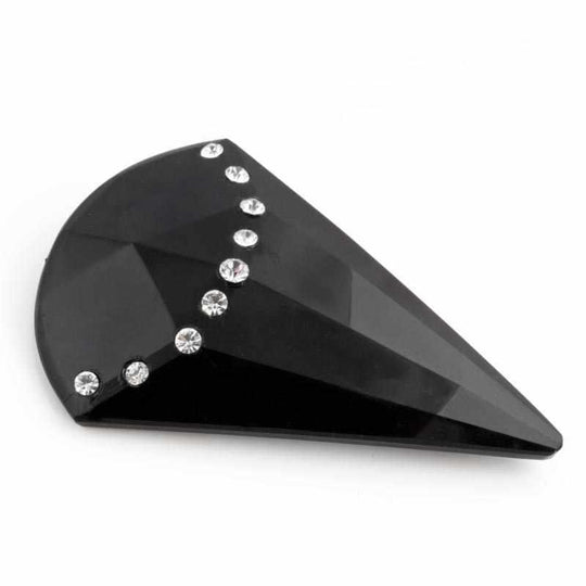 Large Black Art Deco Glass Pendant, rhinestones. Czechoslovakia. Pkg 1. b11-bw-0994