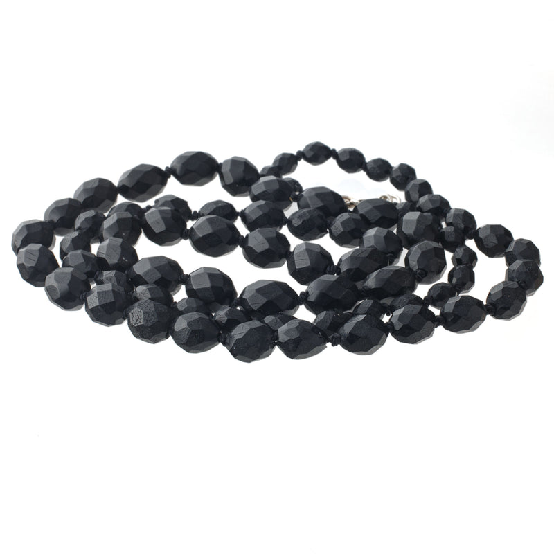 Victorian Vulcanite faceted bead necklace. 30.5 inches