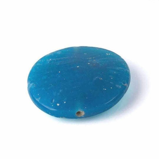 Old Chinese glass tabular disk counterweight bead, 35x36x9mm.  B11-bl-2054-3