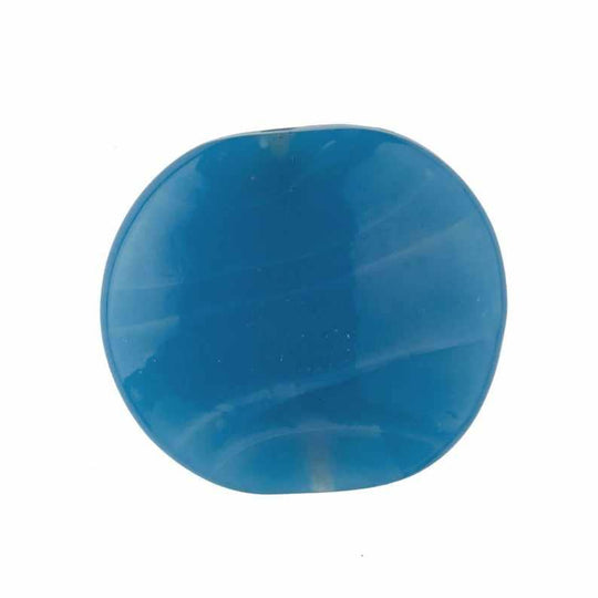 Old Chinese glass tabular disk counterweight bead, 35x36x9mm.  B11-bl-2054-3