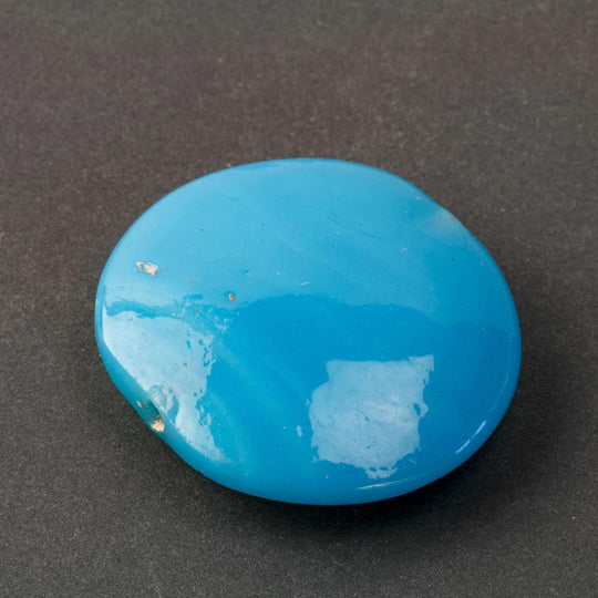 Old Chinese glass tabular disk counterweight bead, 38x43x9mm.  B11-bl-2054