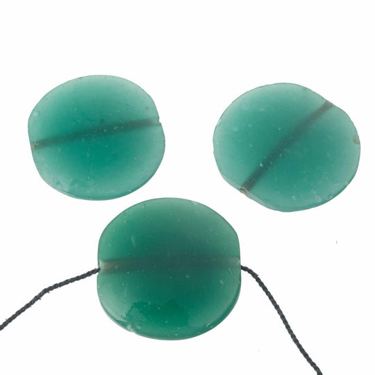Old Chinese tabular disk counterweight bead, approximately 35X38mm. Sold individually. B11-gr-2066