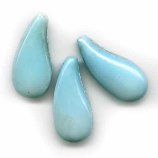 Old Czech Robin's egg blue curved teardrop, 26x10mm. Pkg of 2. b11-bl-1137