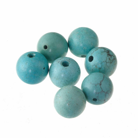 Old stock natural AA quality Hubei turquoise, 5.5-6mm smooth round beads. Pkg10. b4-tur484