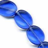 Sapphire blue glass oval beads. 12x9mm. Pkg of 10. b11-bl-0771