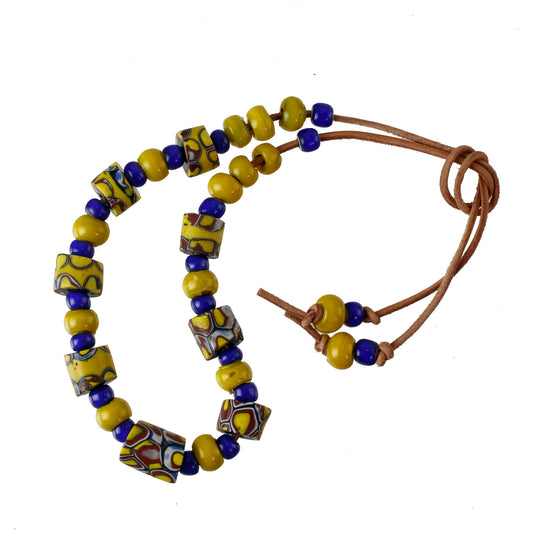 Venetian trade, Venetian roller, blue white heart beads . Ventian 8-16mm. 1 Str. b1-2056