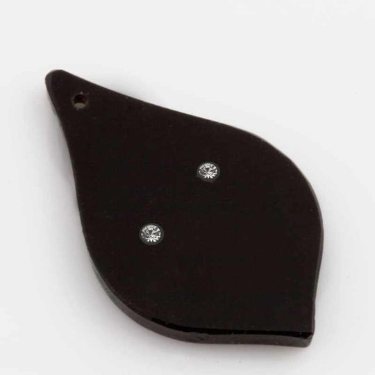 Vintage Art Deco rare flat molded glass teardrop with 2 holes for rhinestones, 1920s France 32x20mm, Pkg of 2. b11-bw-1047
