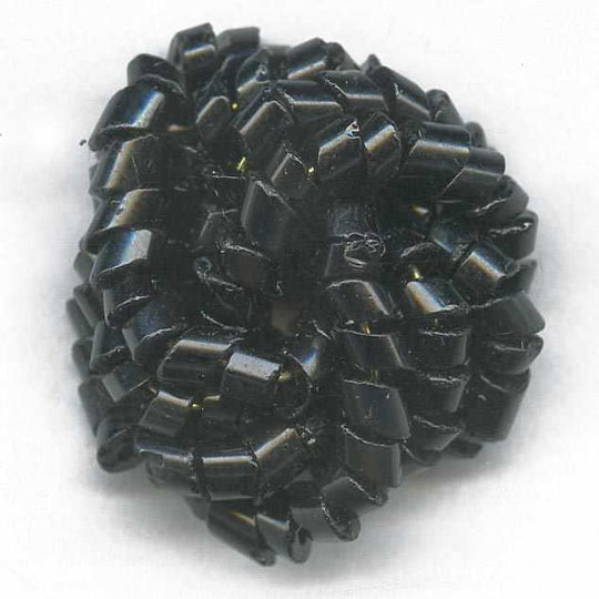 Vintage Austrian jet glass beaded knot button bead 22mm pkg of 1. b11-bw-0929