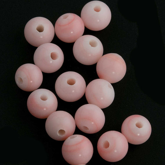 Vintage Cherry Brand angel skin coral pink glass rounds. 6mm. Pkg of 10. b11-pp-0826(e)