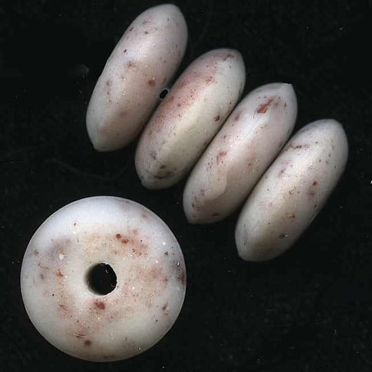 Vintage Czech Faux Granite Rounded Disks. 12x5mm. Pkg of 6. B11-BR-0747