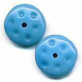 Vintage Czech dimpled aqua disks. 10mm. Pkg of 6. b11-bl-0912