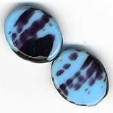 Vintage Czech flat oval. 13x16mm. Pkg of 1. b11-bl-0968