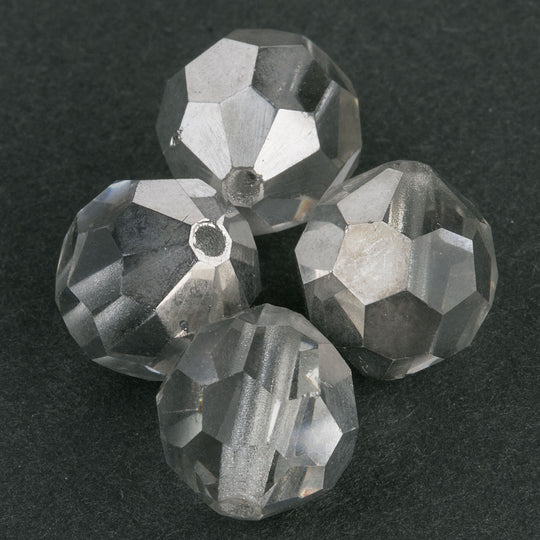 Vintage Czech machine cut crystal in silverine. 10mm. Pkg of 4. B11-CR-0390(e)