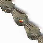 Vintage Czech smoky grey crystal teardrop bead. 10x8mm. Pkg of 10. b11-bw-0840