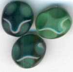 Vintage German 2 tone green molded glass. 8 x 9mm. Pkg. of 10. b11-gr-0404